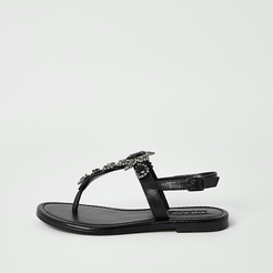 Black embellished toe thong sandal