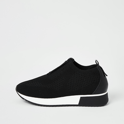 Black knit half zip cleated runner trainers