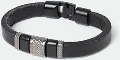 Mens Black leather buckle bracelet