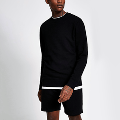 Mens Black long sleeve slim fit sweatshirt