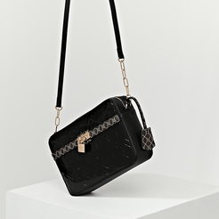 Black monogram patent crossbody bag