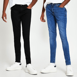 Mens Black Ollie spray on skinny jeans 2 pack