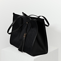 Black RI jacquard square shopper bag