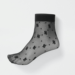 Black 'RIR' logo mesh ankle socks