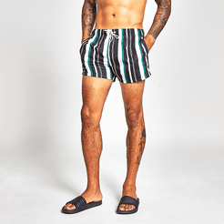 Mens Black stripe swim shorts