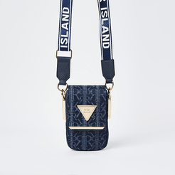 Blue denim vertical cross body bag