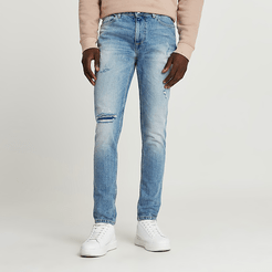 Mens Blue Sid skinny ripped jeans