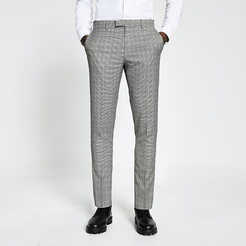 Mens Brown heritage check skinny fit suit trousers