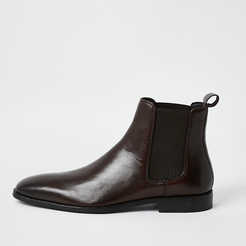 Mens Brown leather point toe chelsea boots