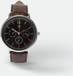 Mens Brown leather strap watch