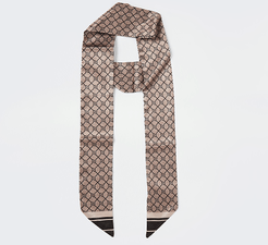 Brown RI monogram print skinny scarf