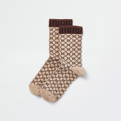 Brown RI monogram socks