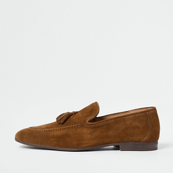 Mens Brown suede loafers