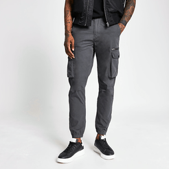 Mens Charcoal cargo trousers