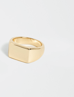 Mens Gold colour rectangle signet ring