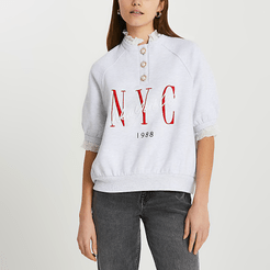 Grey frill collar NYC sweatshirt
