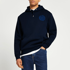 Mens Navy Greek graphic hoodie