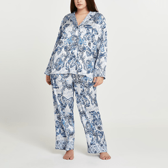 Plus blue paisley printed pyjama shirt