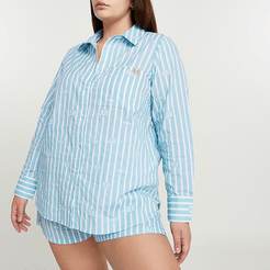 Plus Blue stripe oversized mini bed shirt