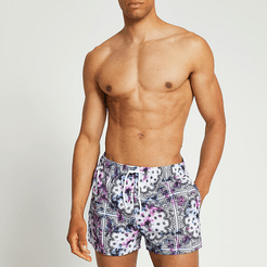 Mens Purple tie dye bandana print swim short