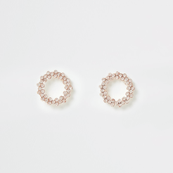 Rose gold colour circle stud earrings