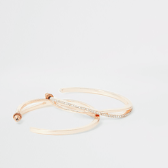 Rose gold colour diamante pave hoop earrings