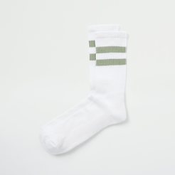 Mens Sage double stripe white tube socks