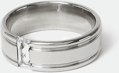 Mens Silver colour crystal band ring