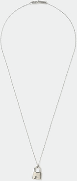 Mens Silver colour padlock pendant necklace