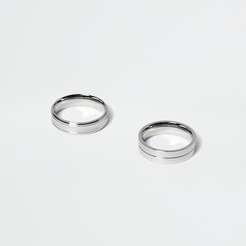 Mens Silver colour ridged ring 2 pack