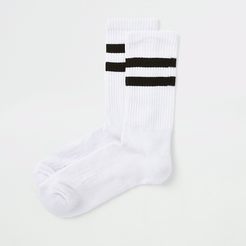 Mens White black stripe tube socks