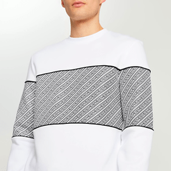 Mens White Greek river panel slim fit sweatshirt