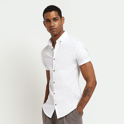 Mens White muscle fit short sleeve shirt