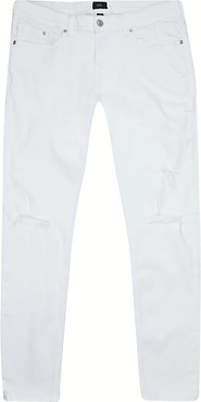 Mens White ripped Sid skinny jeans
