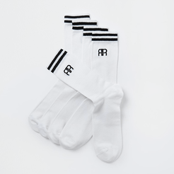 Mens White RR stripe tube socks 5 pack