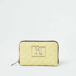 Yellow 'RR' quilted patent mini purse