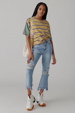 Wilco Destroyed High-Waisted Cropped Flare Jean