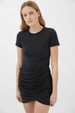 UO Lucena Ruched Short Sleeve Mini Dress