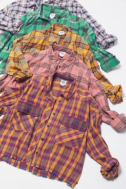 Rayne Flannel Boxy Cropped Button-Down Shirt