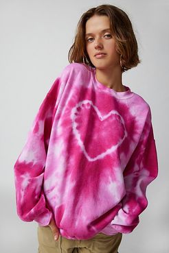 Recycled Heart Tie-Dye Crew Neck Sweatshirt