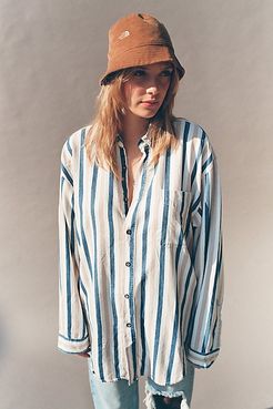 Vintage Striped Oversized Button-Down Shirt