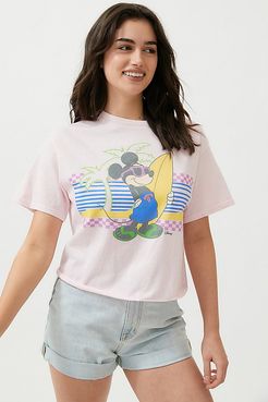 X Disney Surfer Mickey Mouse Cropped Tee