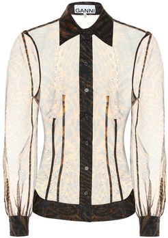 Printed sheer organza shirt