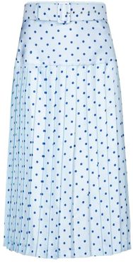 Polka-dot high-rise silk midi skirt