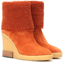 Suede wedge ankle boots