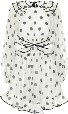 Lovestruck polka-dot linen-blend minidress