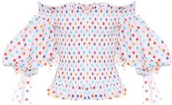 Coco polka-dot stretch-cotton blouse