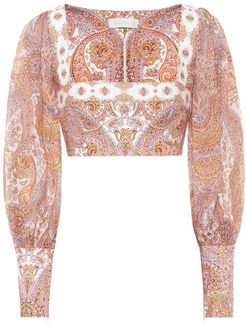 Exclusive to Mytheresa â Paisley ramie and linen cropped blouse