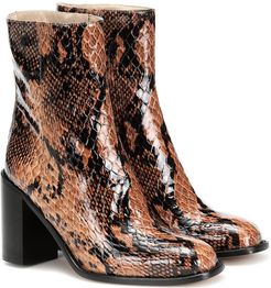 Mars snake-effect leather ankle boots
