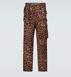 Leopard Shrivel cargo wool pants
